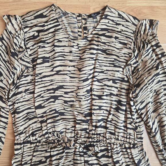 NWT Rails Womens Ora Mini Dress Large Ruffle Balloon Sleeve Satin Boho Peasant - Picture 3 of 12